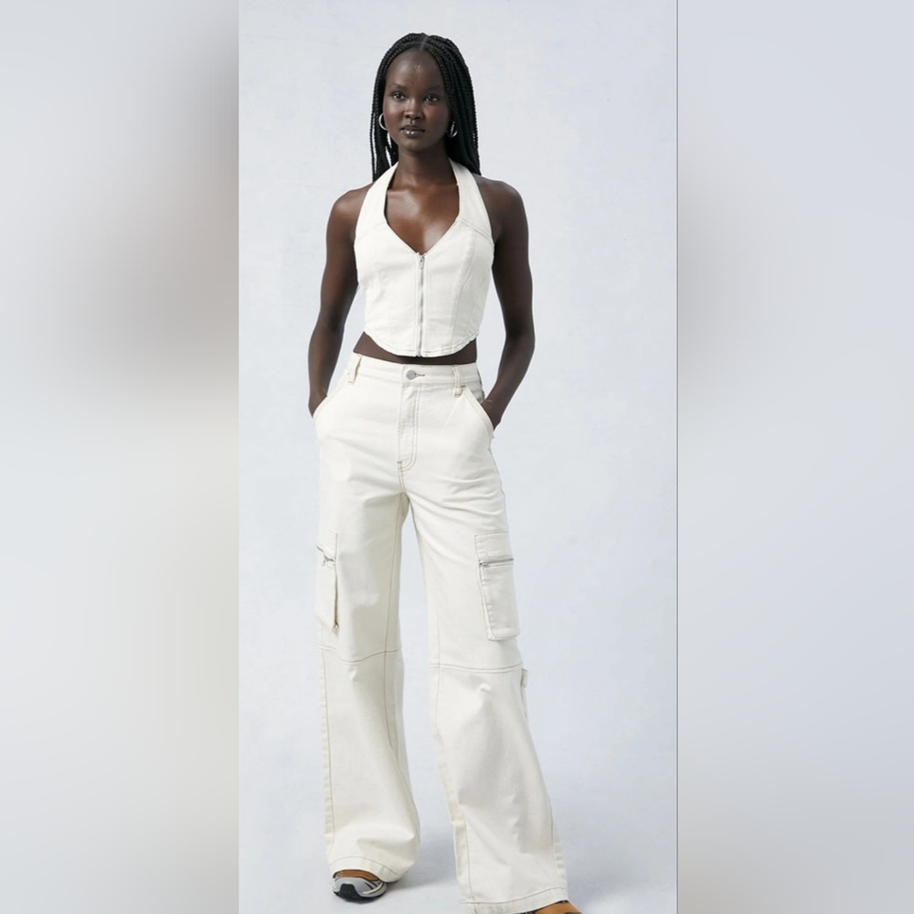 PacSun Bone High Waisted Wide Leg Cargo Pants